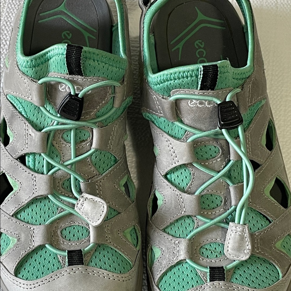 Ecco Mint And Gray Adventure Opened Back Sandals - image 8